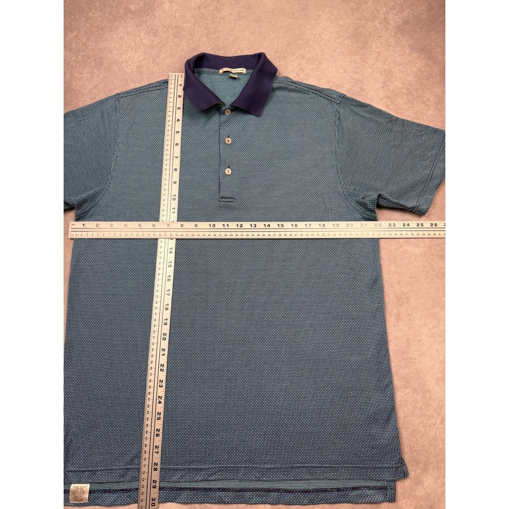 VTG Peter Millar Polo Shirt Mens M Blue 100% Cotton Textured Knit Made in Korea - Picture 4 of 15